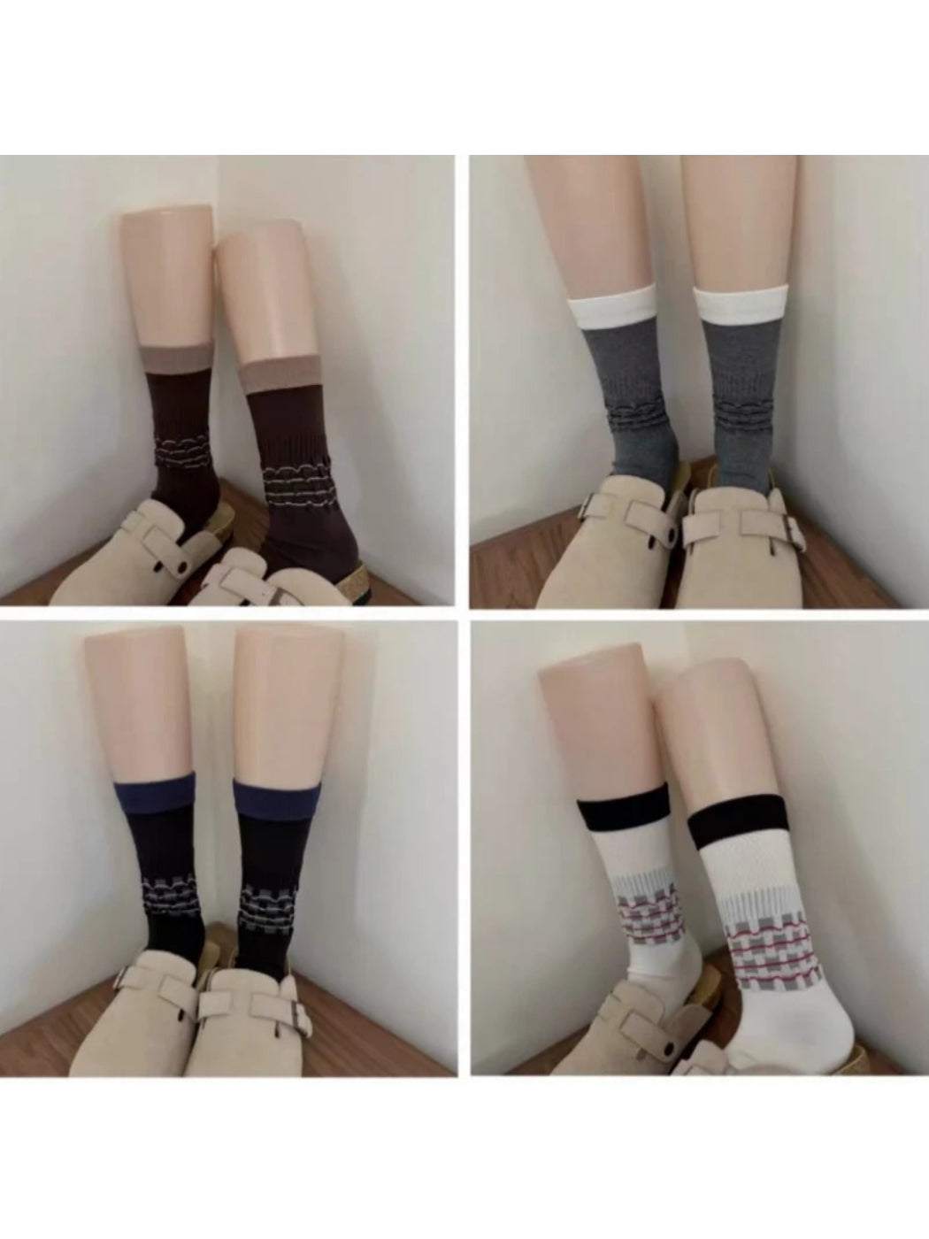 Rufia Checkered Crew Socks with Black Cuff