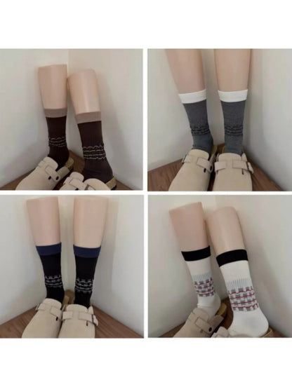 Rufia Checkered Crew Socks with Black Cuff