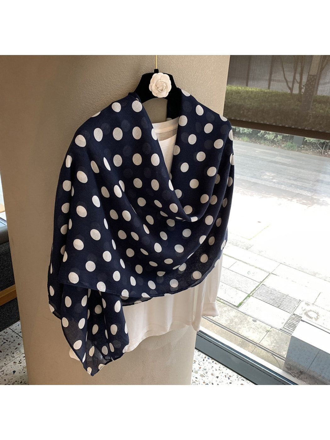 Scarvii - Elegant Polka Dot Print Shawl Scarf