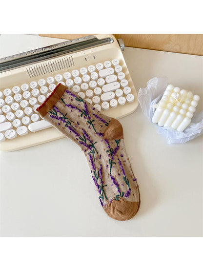 Rufia - Botanical Lavender Knit Crew Socks