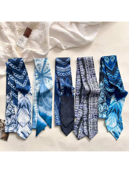 Scarvii - Blue Tie Dye Pattern Skinny textile accessory