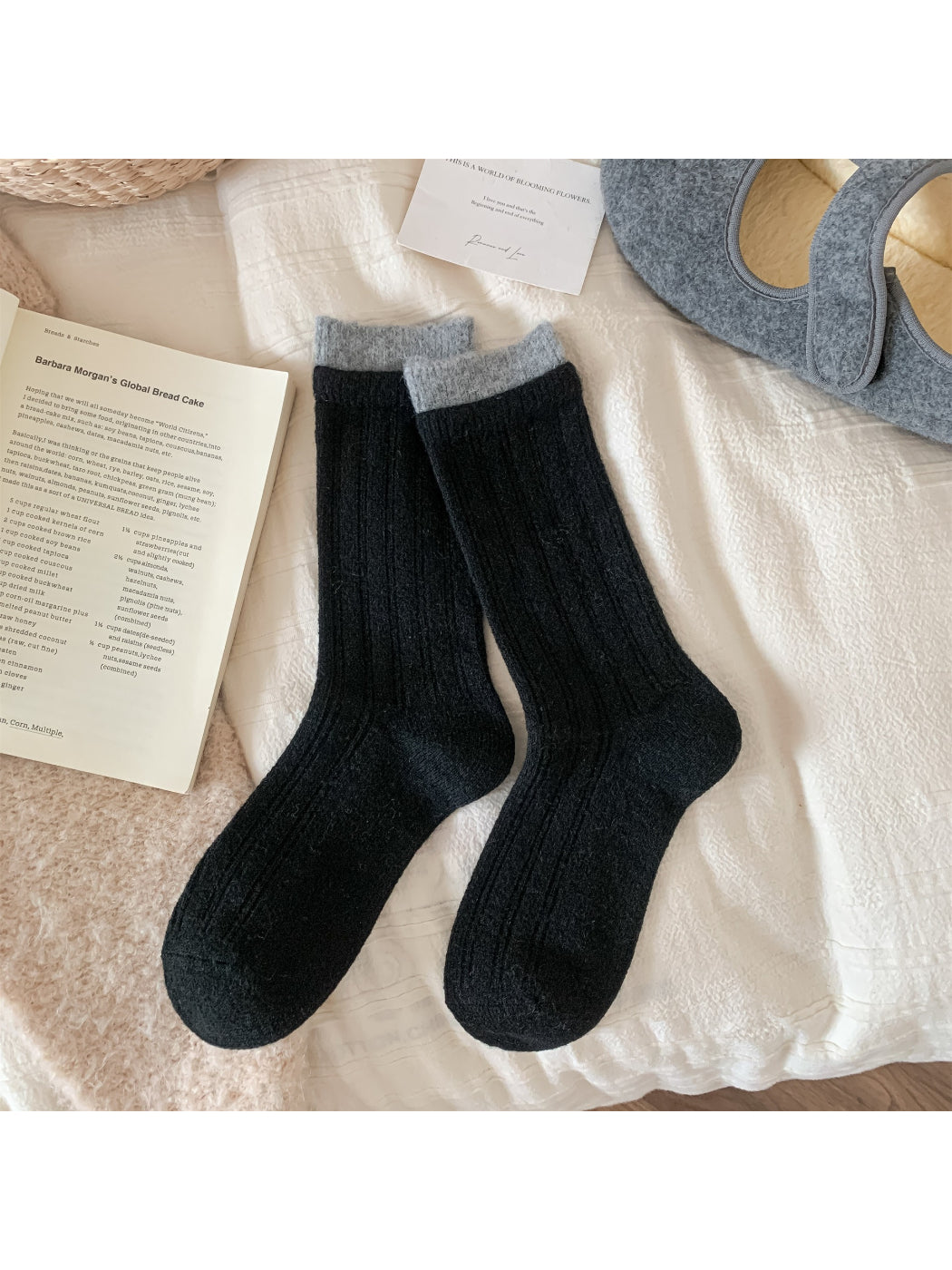 Rufia - Cozy Solid Ribbed Crew Socks