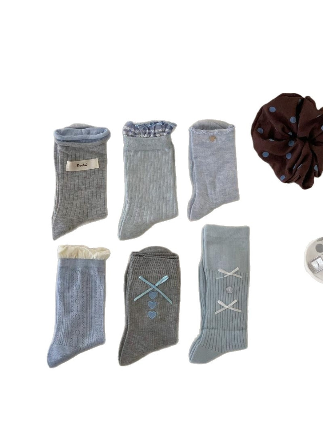 Rufia - Preppy Heart and Bow Crew Socks