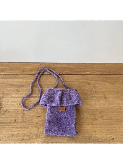 Cosbai - Ruffle Top Knit Crossbody Bag