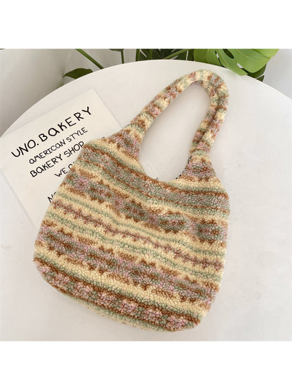 Cosbai - Fuzzy Pattern Shoulder Tote