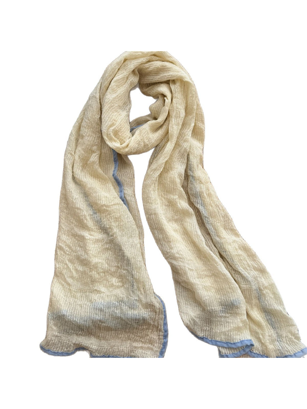Scarvii - Crinkle Contrast Edge Long Scarf