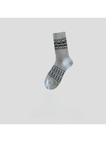 Rufia - Minimal Pattern Knit Crew Socks
