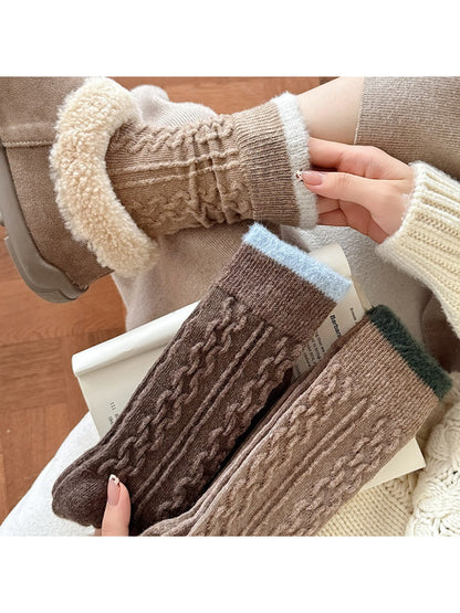 Rufia - Fuzzy Lined Cable Knit Crew Socks