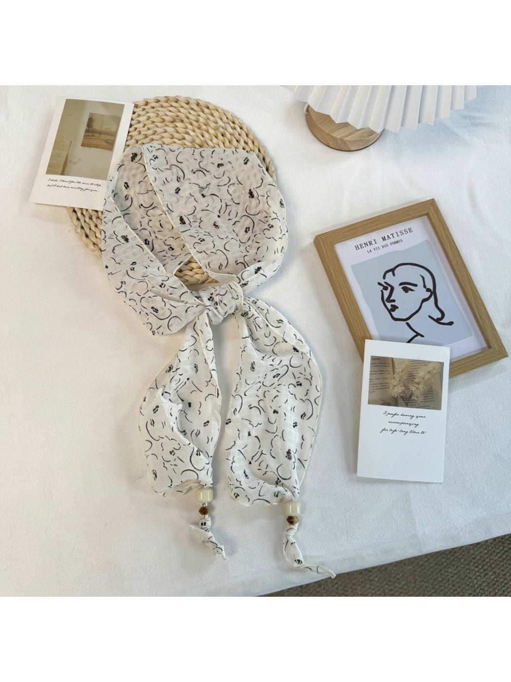 Scarvii - Printed Floral Long Narrow Scarf