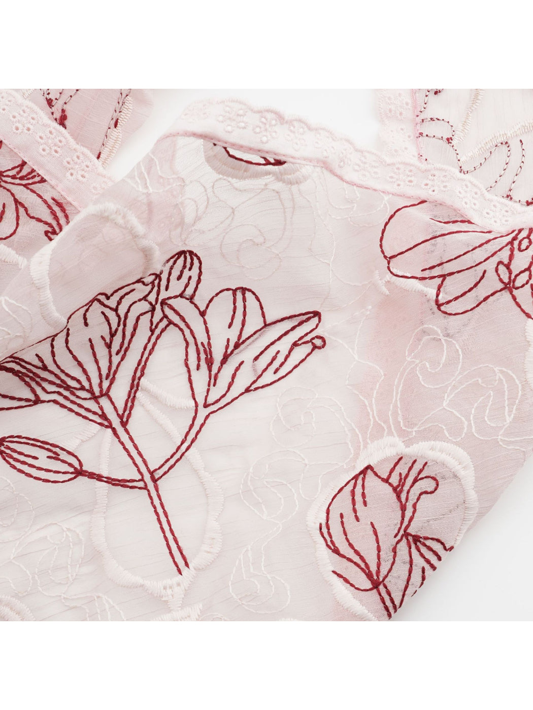 Scarvii - Floral Outline Scalloped Edge Bandana Scarf