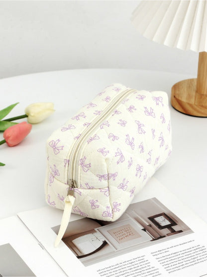 Cosbai - Ribbon Print Cosmetic Pouch