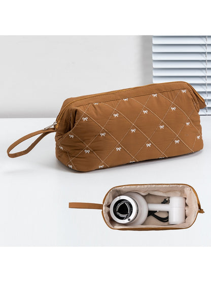 Cosbai - Quilted Bow Detail Hair Dryer Storage Bag