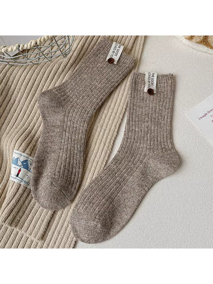Rufia - Button Accent Ribbed Crew Socks product image 8