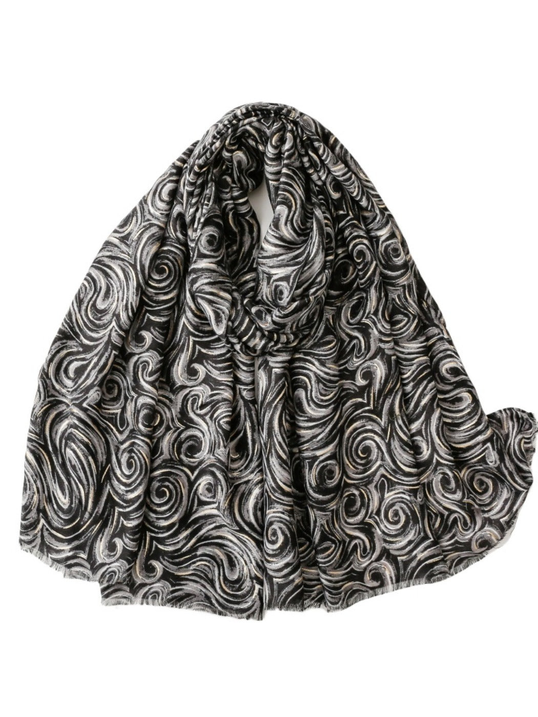 Scarvii - Classic Scarf & Shawl with Gold Foil Wavy Pattern
