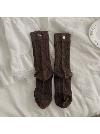 Rufia - Soft Rib Heart Detail Crew Socks