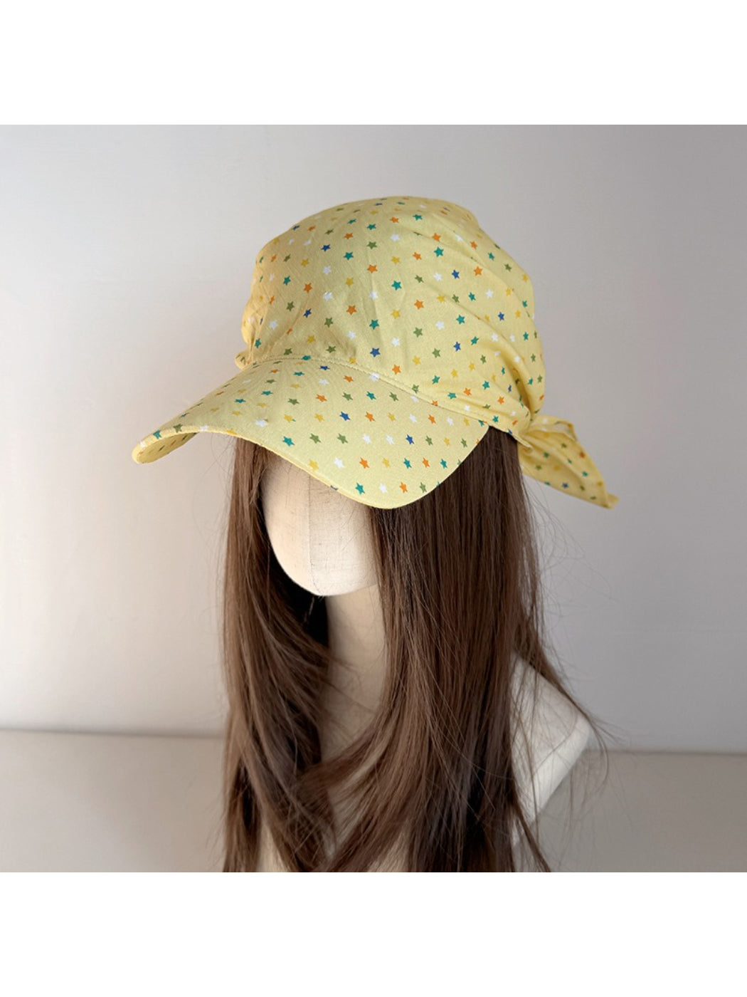Haila Colour Star Brim Sun Hat in beige with wide brim and star pattern