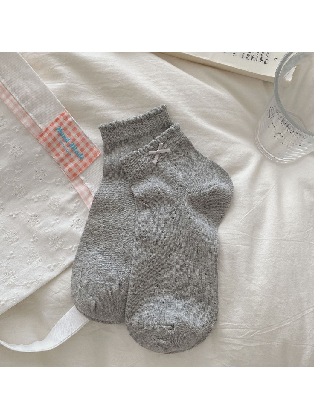 Rufia - Ribbon Mesh Ankle Socks - image 6