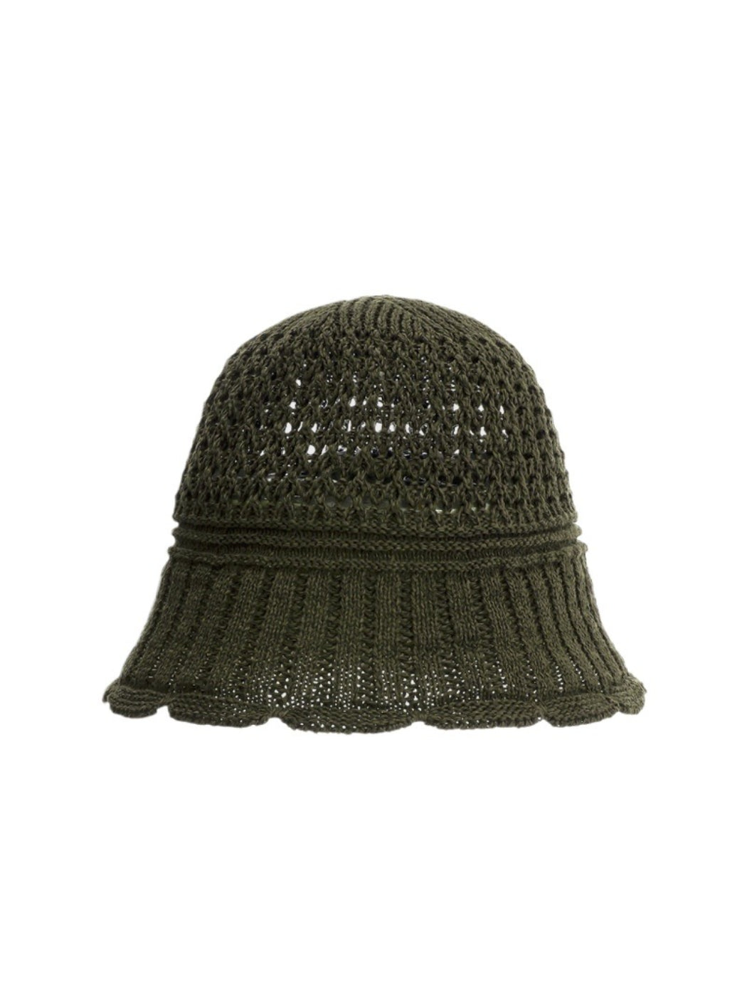 Back view of the Haila open knit summer bucket hat highlighting the knit pattern