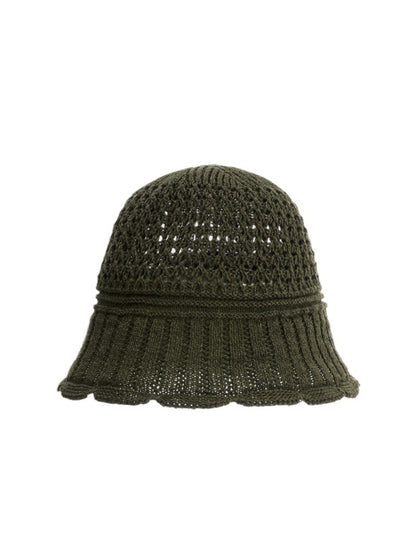 Back view of the Haila open knit summer bucket hat highlighting the knit pattern