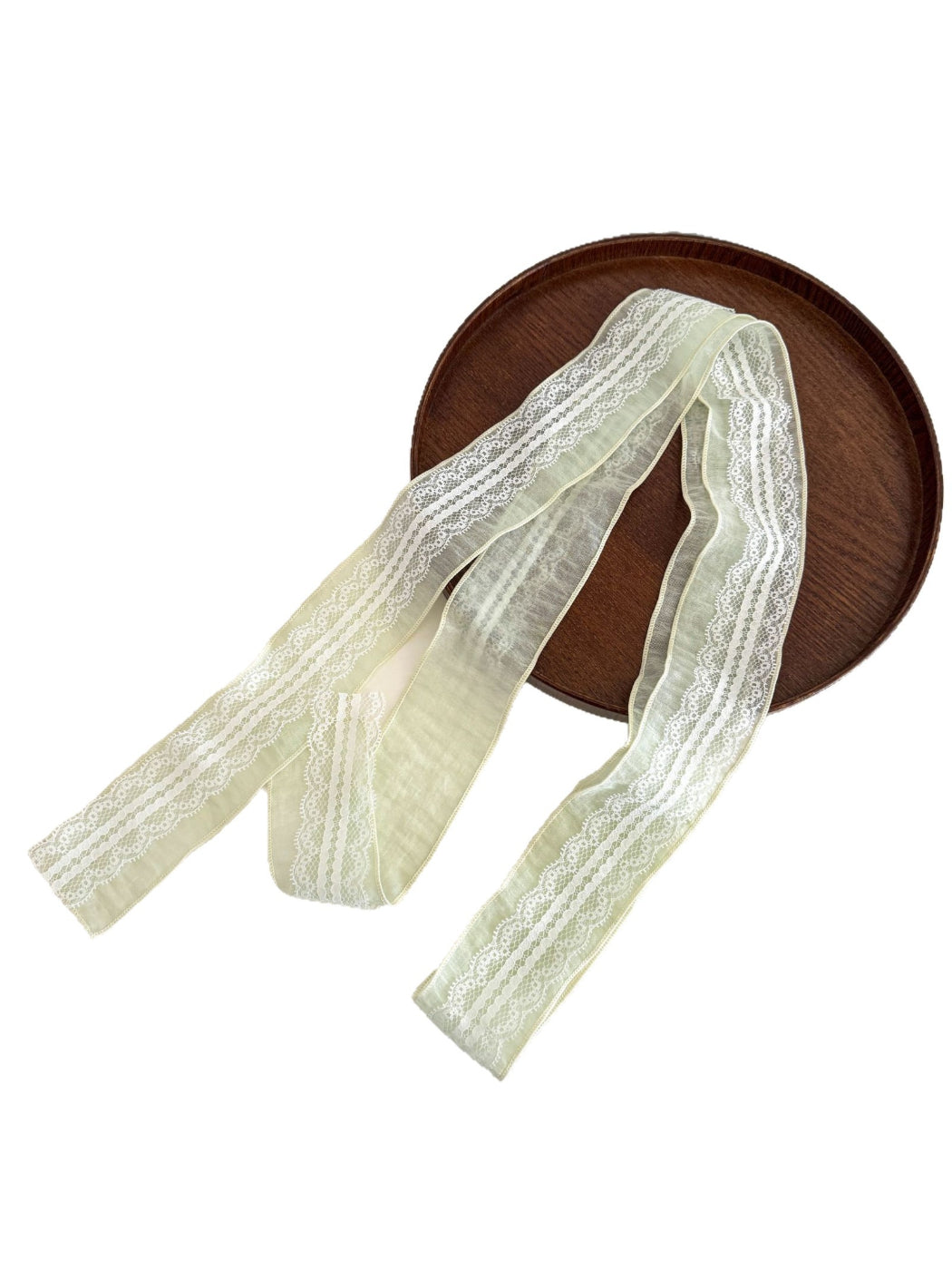 Scarvii - Lace Trim Sheer Skinny Scarf