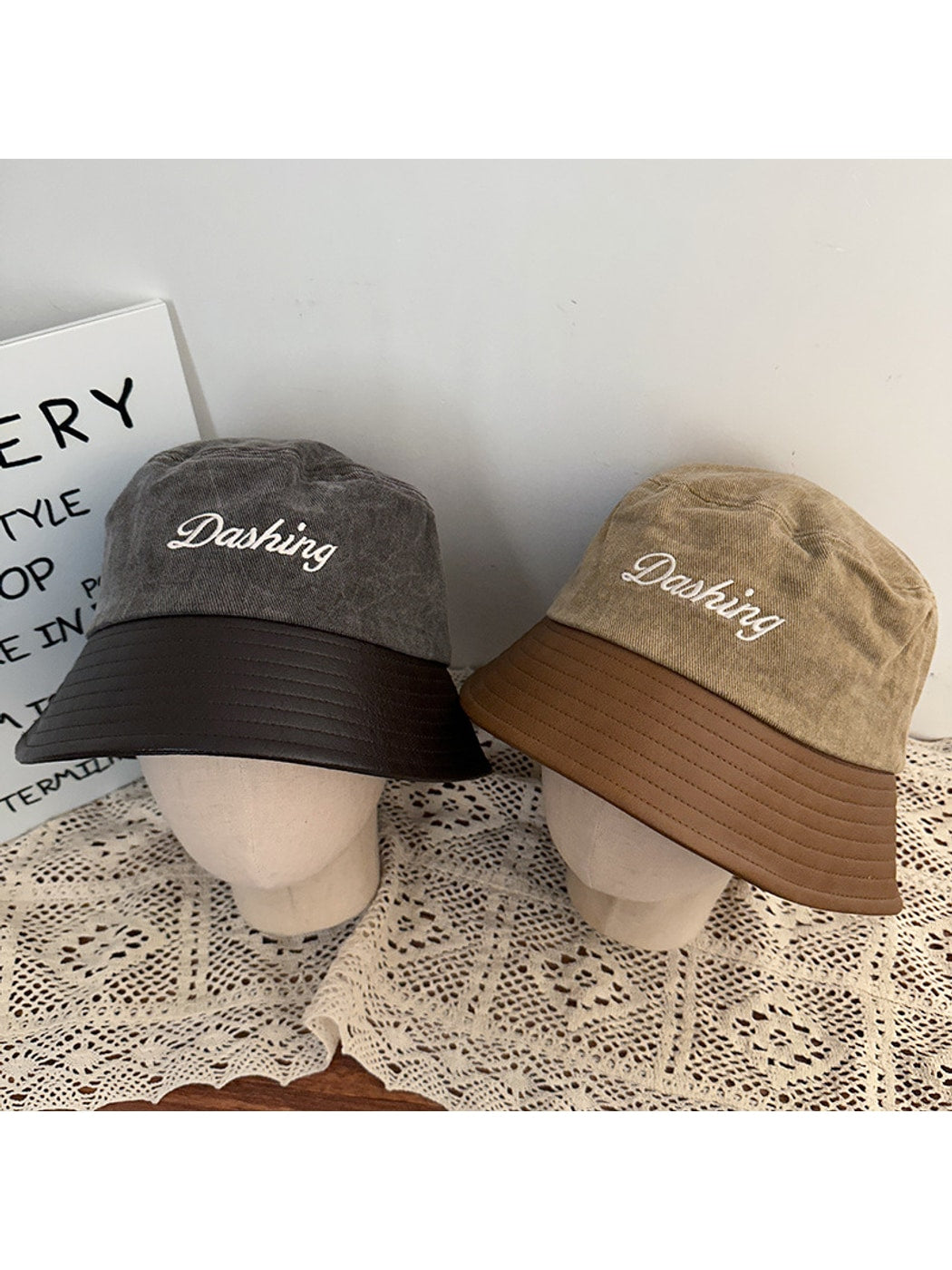 Haila - Embroidered Short Brim Round Crown Bucket Hat