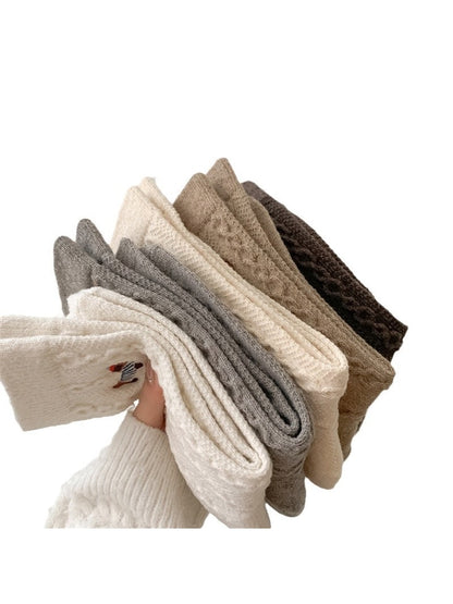 Rufia - Cute Dachshund Motif Knit Crew Socks