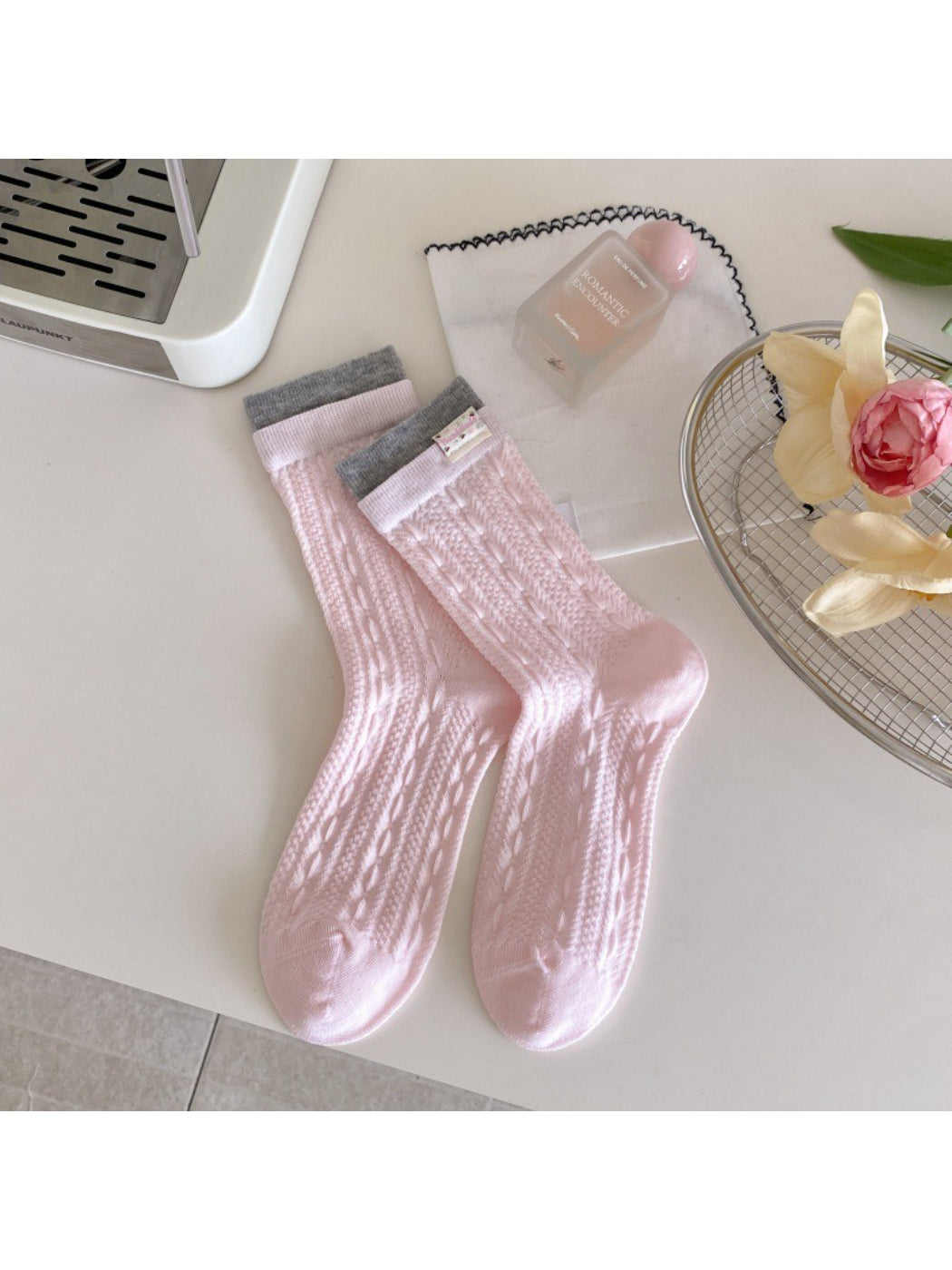 Detail of the sock heel and toe area emphasizing quality stitching