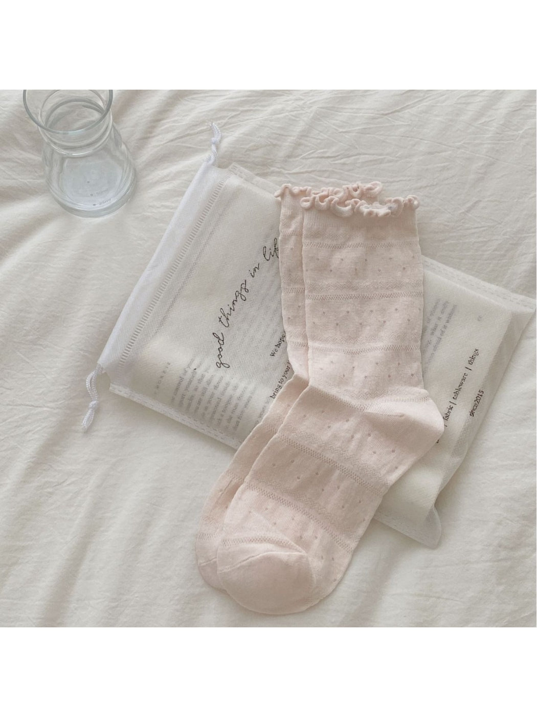 Rufia - Sheer Lace Mesh Crew Socks - image 4