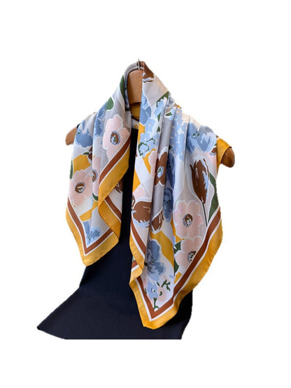 Scarvii - Floral Print Square Scarf