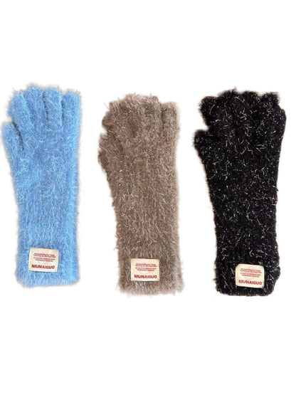 Gloving - Sparkly Fingerless Gloves with Letter Patches & Touchscreen