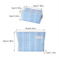 Cosbai blue check cosmetic bag displayed on a flat surface with soft lighting