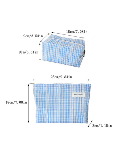 Cosbai - Blue Check Beauty Cosmetic Bag - image 5