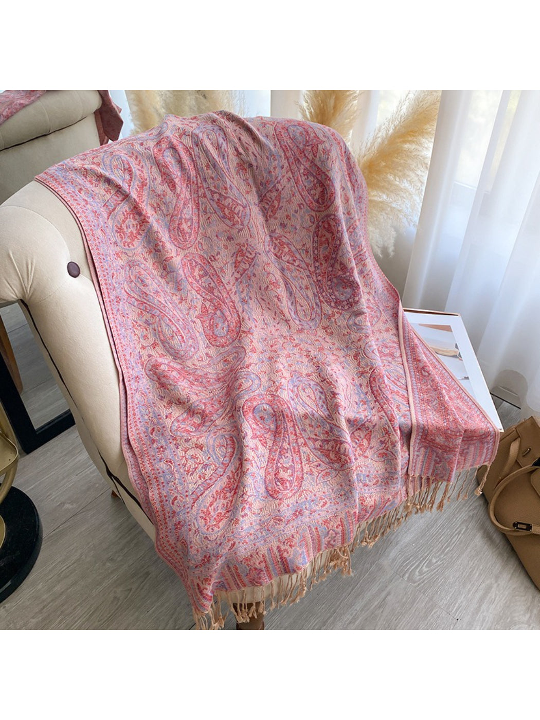 Scarvii - Vintage Floral Border Fringe Scarf
