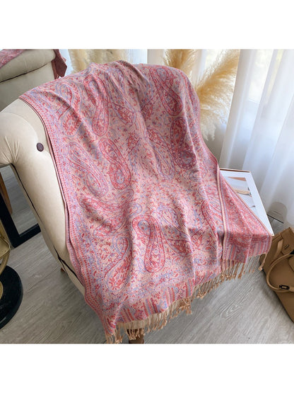 Scarvii - Vintage Floral Border Fringe Scarf