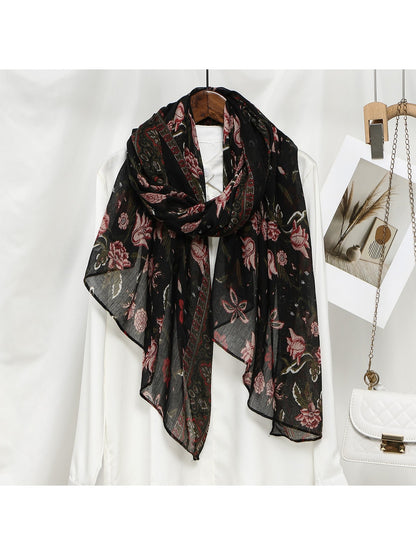 Scarvii - Floral Pattern Lightweight Wrap Scarf