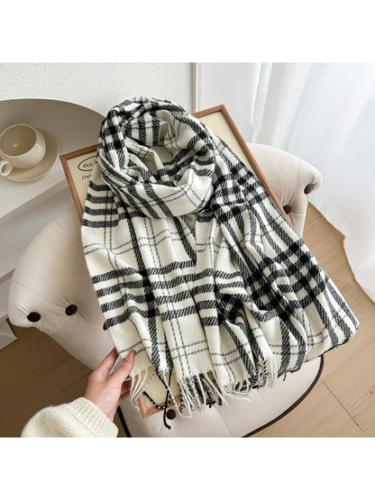 Scarvii - Classic Plaid Fringed Winter Scarf