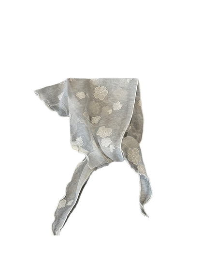 Scarvii - Pastel Floral Ruffle Edge Triangle Bandana