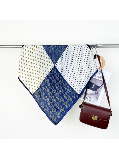 Scarvii - Paisley and Polka Dots Patchwork Square Scarf