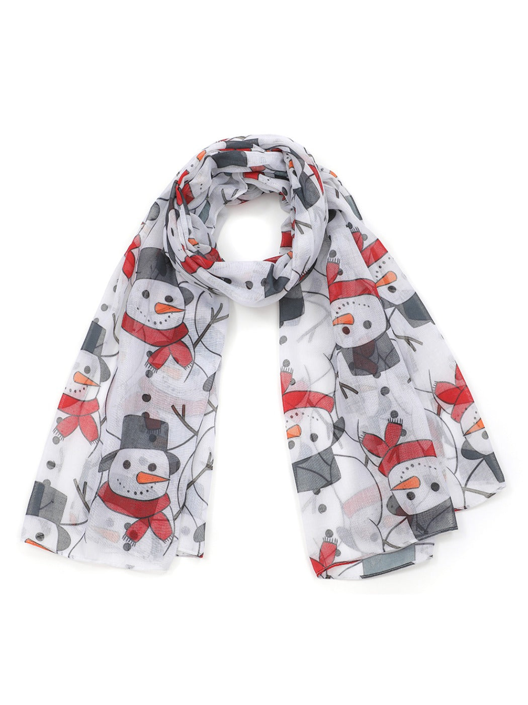 Scarvii - Scarf with Christmas Snowman Print