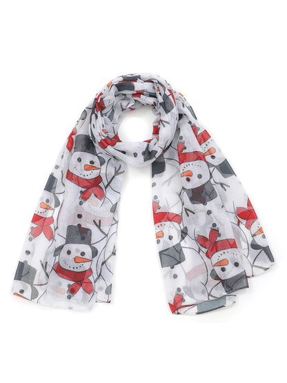Scarvii - Scarf with Christmas Snowman Print