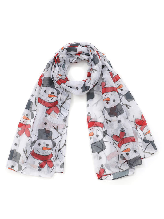 Scarvii - Scarf with Christmas Snowman Print
