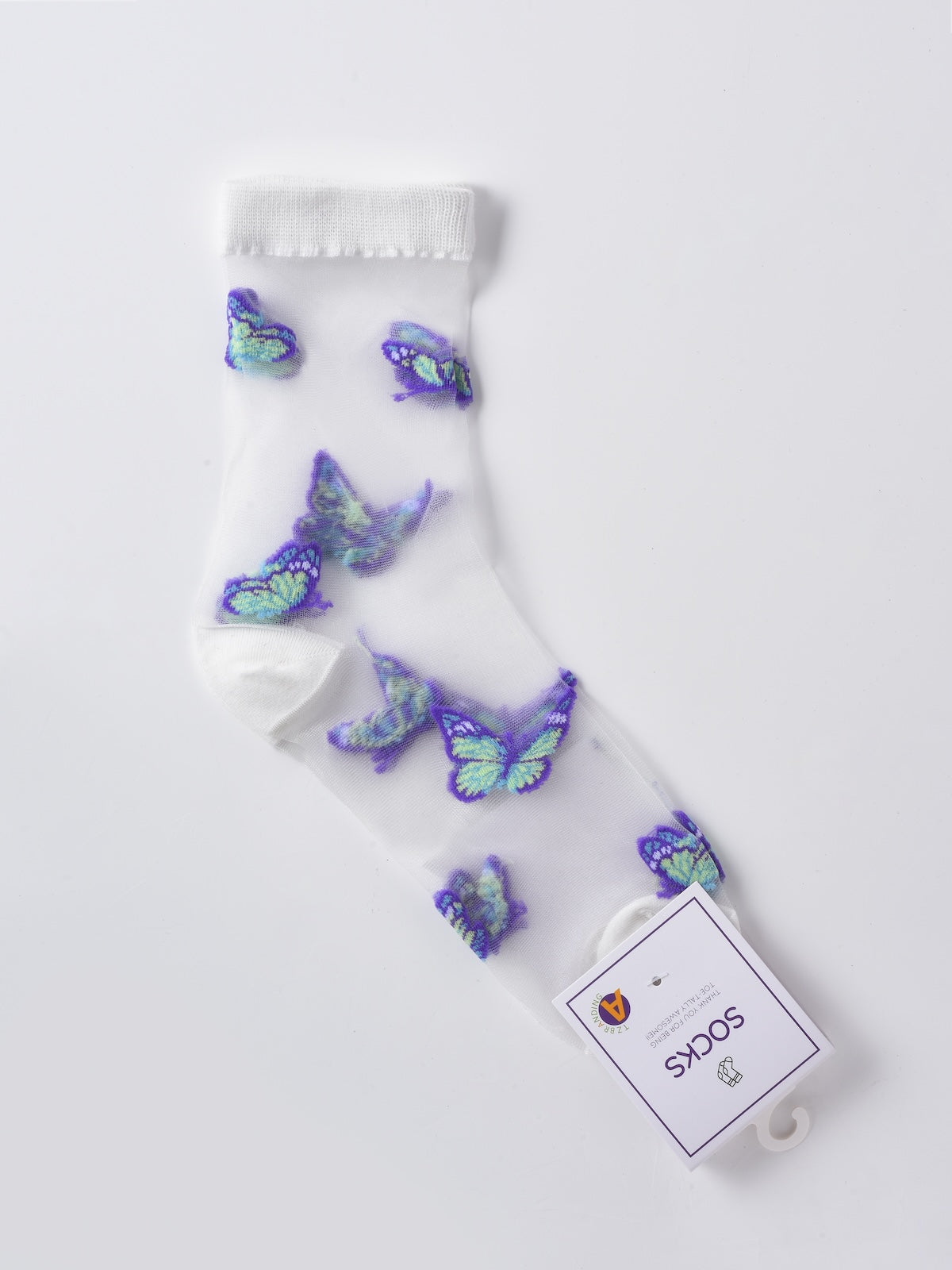 Rufia - Butterfly & Rose Sheer Crew Socks
