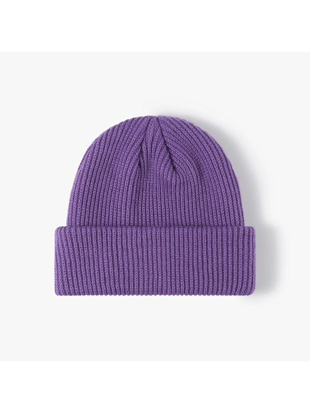 Haila - Solid Ribbed Cuffed Acrylic Knit Beanie