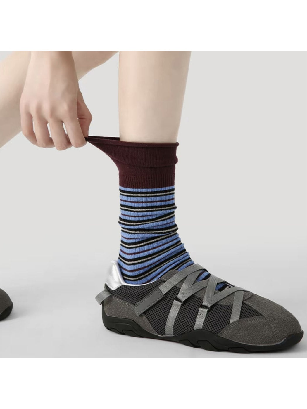 Rufia - Retro Stripe Color Block Crew Socks