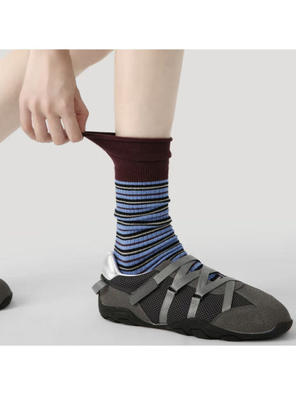Rufia - Retro Stripe Color Block Crew Socks