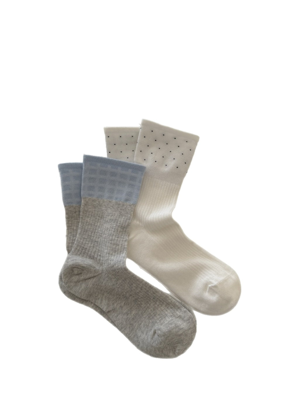 Rufia - Simple Decorative Mixed Pattern Crew Socks