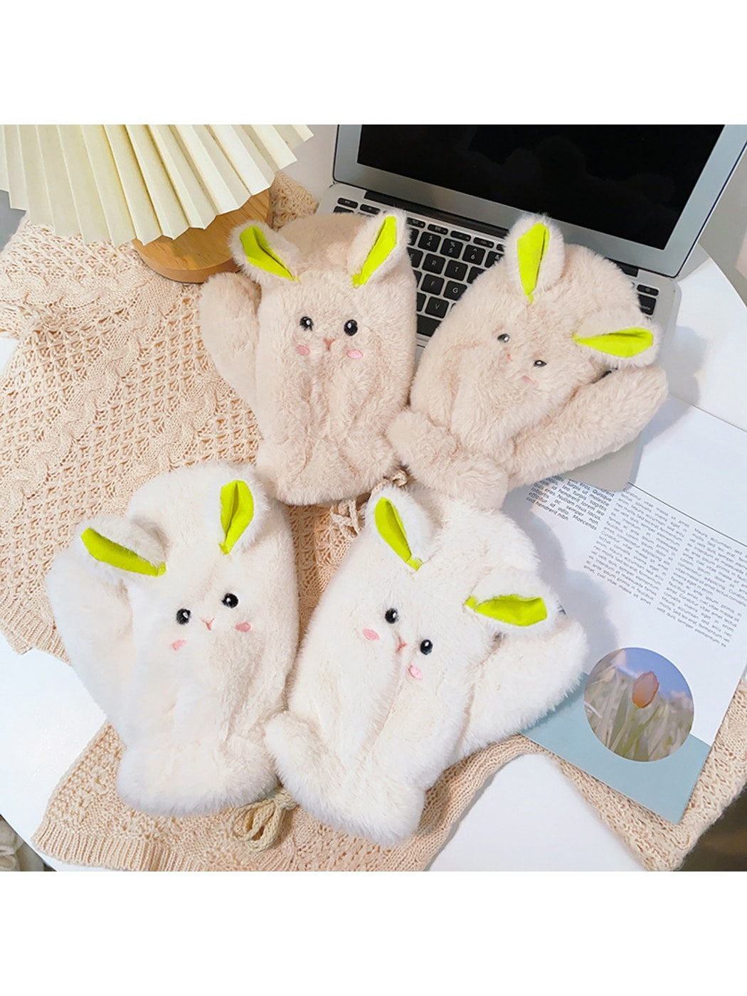 Gloving - Soft Plush Bunny Face Winter Mittens