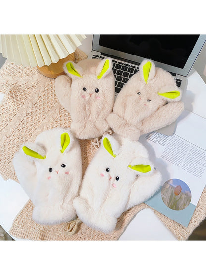 Gloving - Soft Plush Bunny Face Winter Mittens