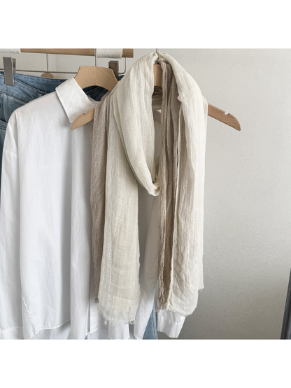 Scarvii - Color Block Crinkle Fringe Scarf