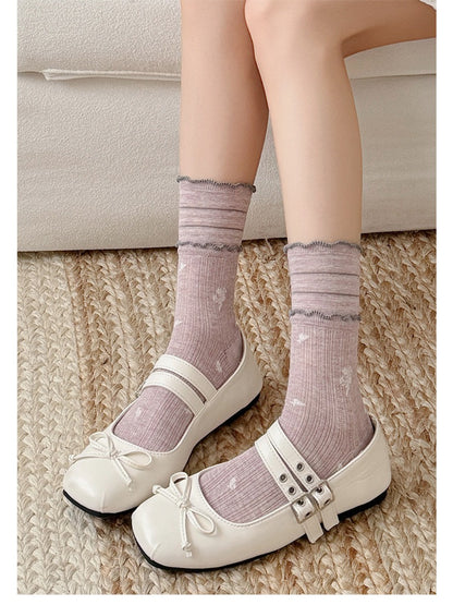 Rufia - Casual Floral Knit Crew Socks product image 7